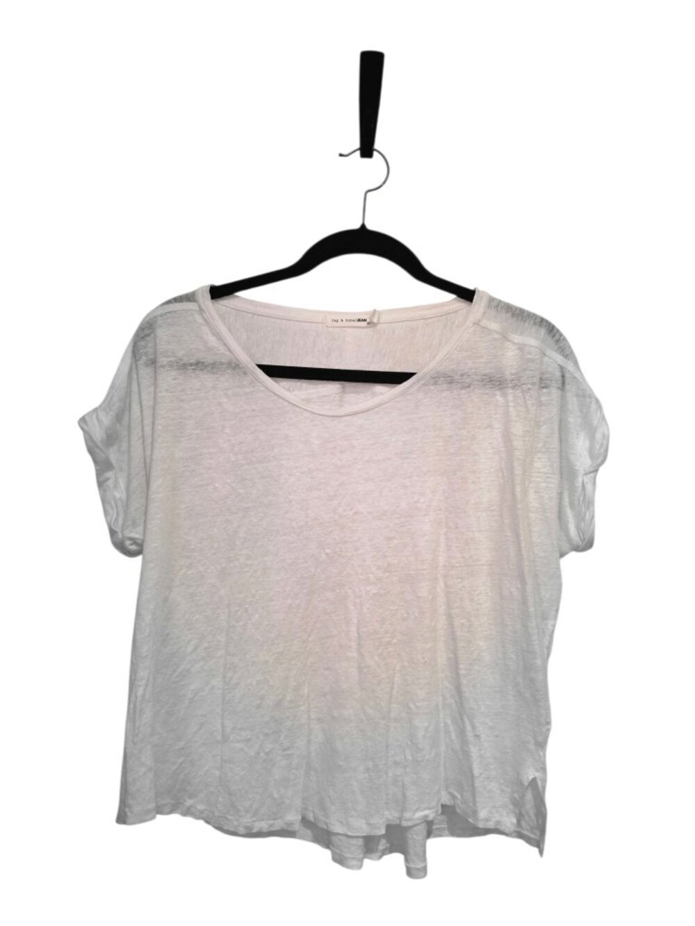 rag & bone/JEAN semi-sheer white knit t-shirt. Size SP